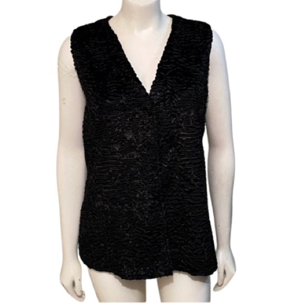 ADRIANNA PAPELL Faux Fur Button Down Vest Size L